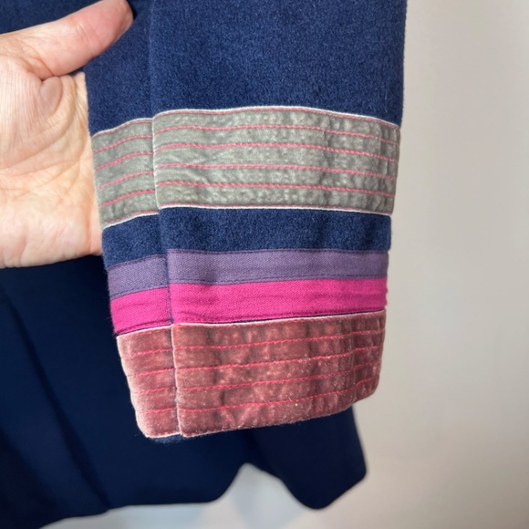 Boden Limited Edition Wool Cashmere Pea Coat Navy Blue Magenta Lined Pockets  8R - Picture 13 of 16